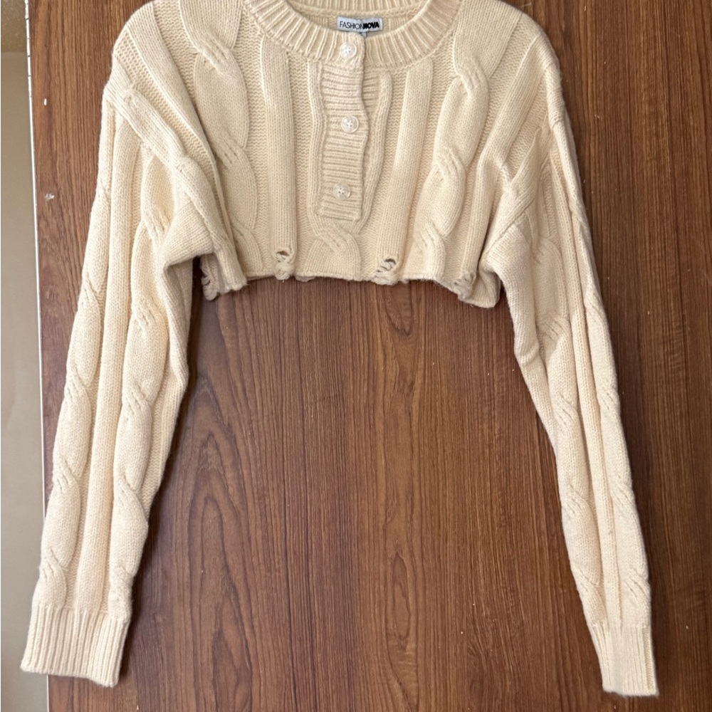 Fashion Nova Cream Knit Sweater